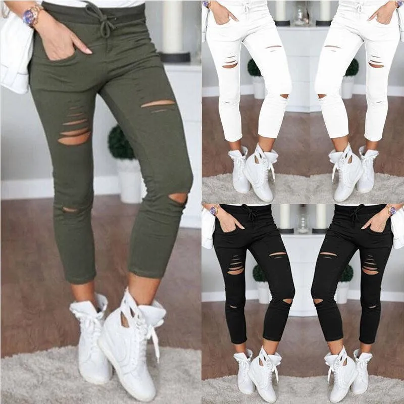 2023 New Ripped Jeans For Women Women New Ripped Trousers Stretch Pencil Pants Leggings Women Jean Casual Slim Ladies Jeans - Image 2