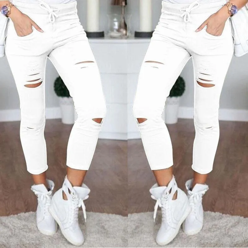 2023 New Ripped Jeans For Women Women New Ripped Trousers Stretch Pencil Pants Leggings Women Jean Casual Slim Ladies Jeans - Image 3