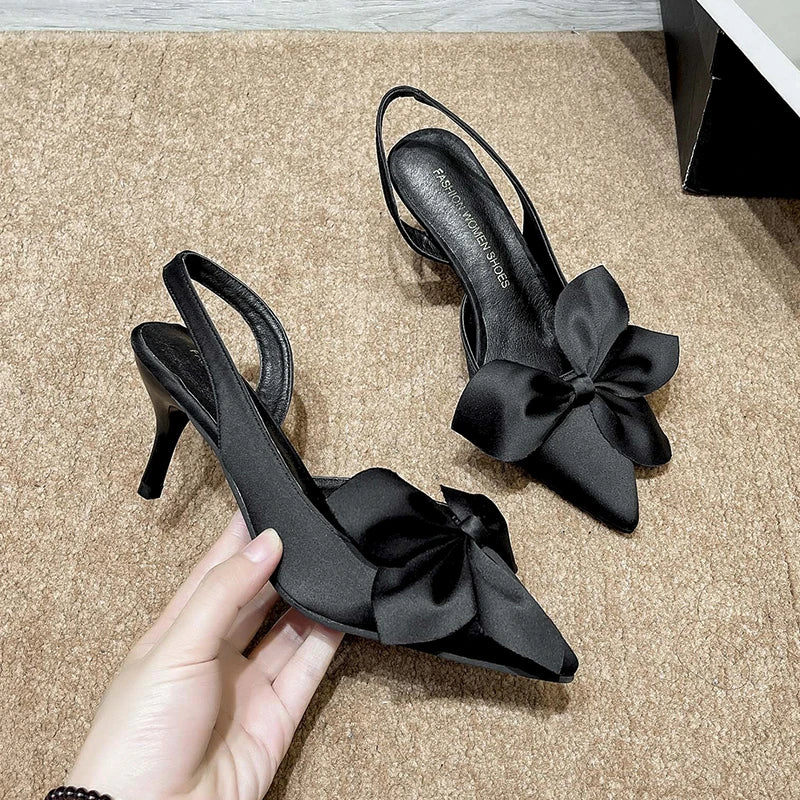 2023 New Sandals Women Summer Sandals Pointed Bow One Word Flip Flops Flat Bottom Retro Breathable Sandals Zapatos Para Mujer - Image 8