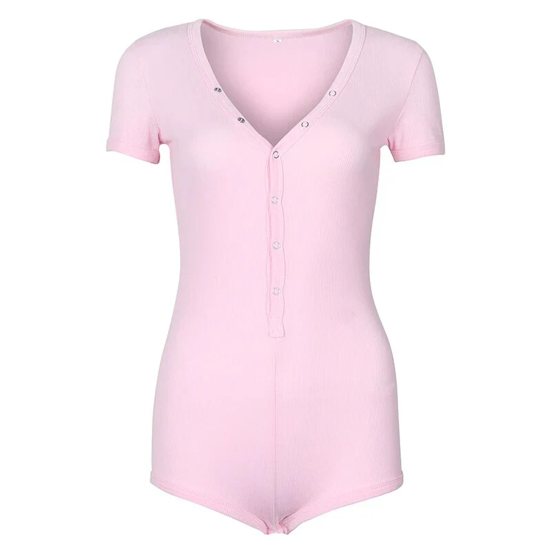 2023 New Sexy Bodysuits Women Rompers Club Lady Button Neck Short Sleeve Solid Bodycon Slim Femme Cotton Knit Body Suit GV282 - Image 10