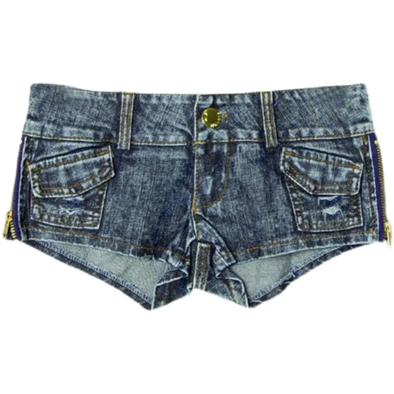 2023 New Sexy Low Waist Zipper Denim Ultra Shorts Jeans Dj Pole Dance Shorts For Women Feminino Nightclub - Image 4