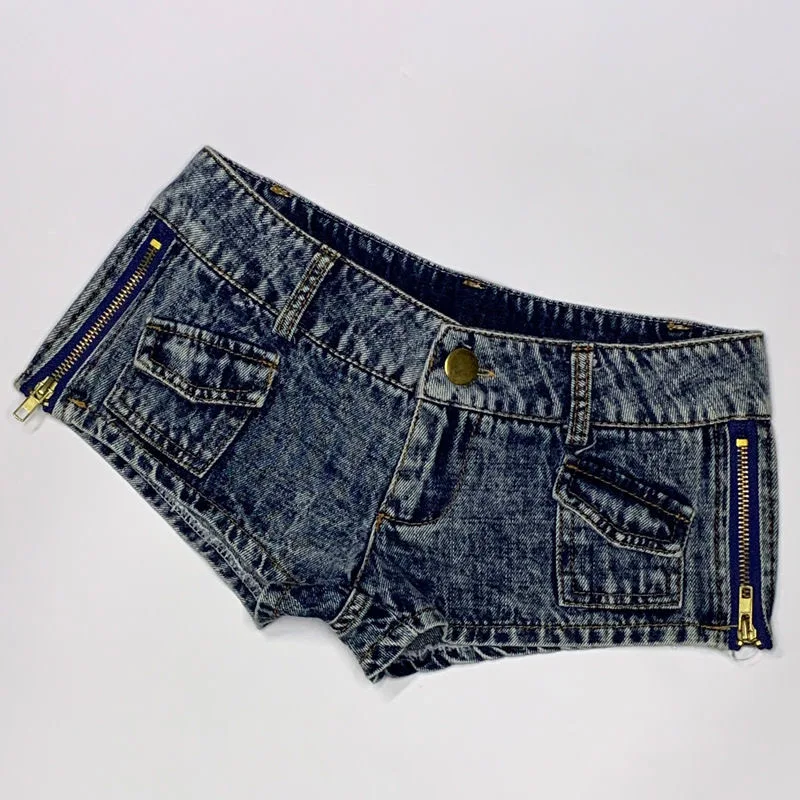 2023 New Sexy Low Waist Zipper Denim Ultra Shorts Jeans Dj Pole Dance Shorts For Women Feminino Nightclub - Image 5
