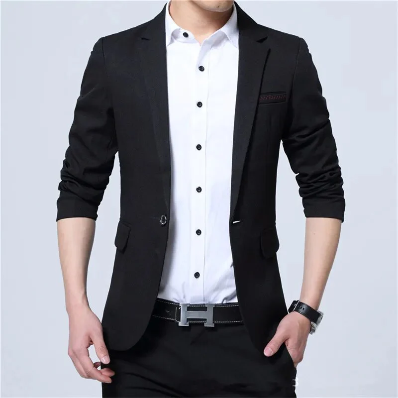2023 New Spring and Autumn Thin Casual Men Blazer Cotton Slim England Suit Blaser Masculino Male Jacket Blazer Men Size M-5XL - Image 3