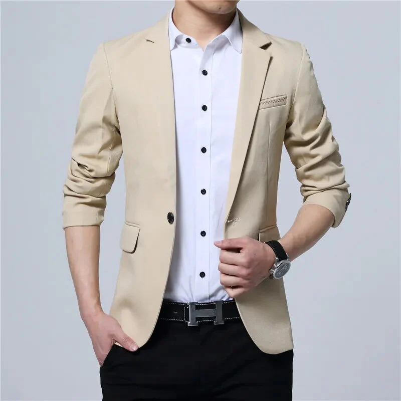 2023 New Spring and Autumn Thin Casual Men Blazer Cotton Slim England Suit Blaser Masculino Male Jacket Blazer Men Size M-5XL - Image 5