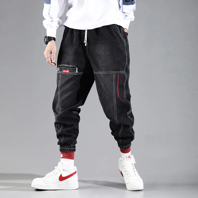 2023 New Streetwear Hip Hop Cargo Pants Men's Jeans Elastic Harun Joggers In Autumn and Spring Men ClothIng - Image 2