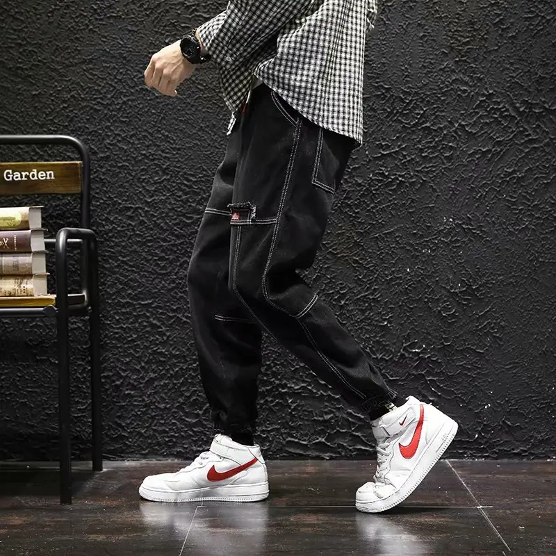 2023 New Streetwear Hip Hop Cargo Pants Men's Jeans Elastic Harun Joggers In Autumn and Spring Men ClothIng - Image 4