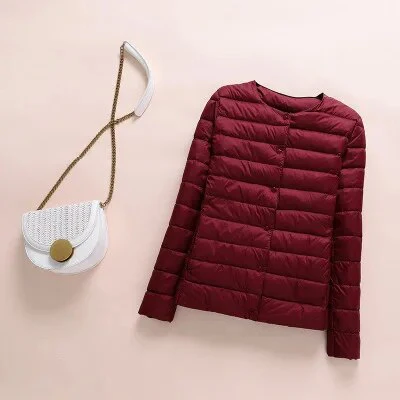 2023 New Winter Women Down Coat Ultralight Collarless Duck Down Jacket Portable Female Padded Parkas O-Neck Puffer Overcoat - Image 14