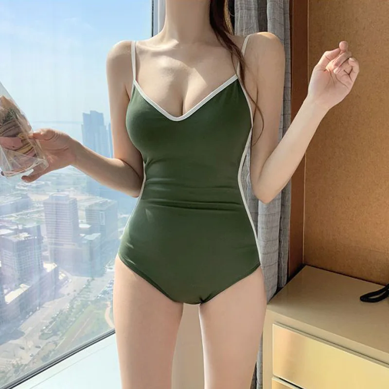2023 New Women Sexy Slip Striped One-piece Swimsuit Backless Bikini Triangle Pad Bra Hot Spring Swimwear Swimming Bathing Suit - Image 3