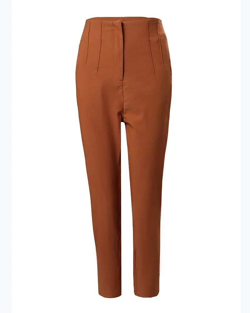 2023 Spring and Summer New Women Pants High Waist Cropped Straight Work Formal Pants Elegant Casual Daily Pants - Image 4