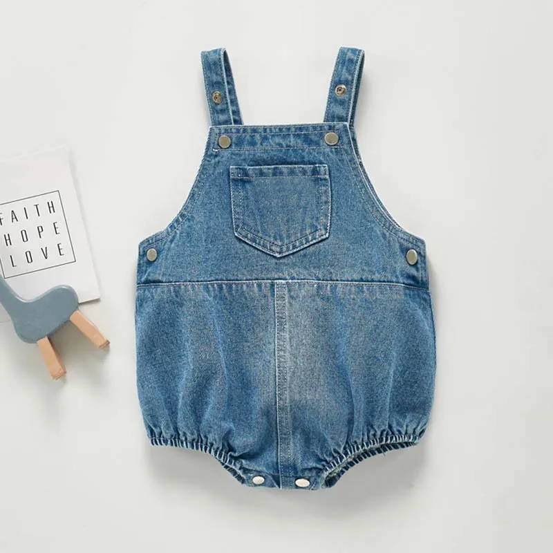 2023 Spring Autumn New Baby Overalls Boys Girls Denim Overalls Kids Jumpsuit Korean Fashion Children Denim Shorts - Image 5