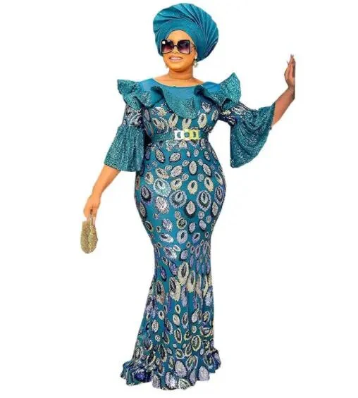 2023 Spring New Arrival Fashion Style African Women Polyester Sequined Long Maxi Dress Dashiki African Dresses for Women 3XL - Image 12