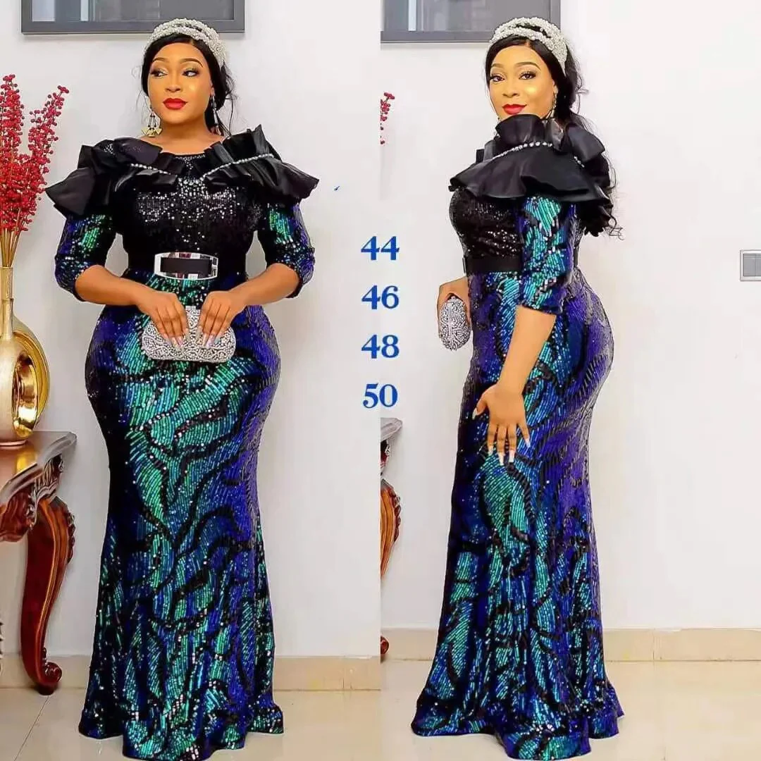 2023 Spring New Arrival Fashion Style African Women Polyester Sequined Long Maxi Dress Dashiki African Dresses for Women 3XL - Image 15