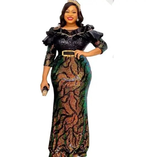 2023 Spring New Arrival Fashion Style African Women Polyester Sequined Long Maxi Dress Dashiki African Dresses for Women 3XL - Image 17