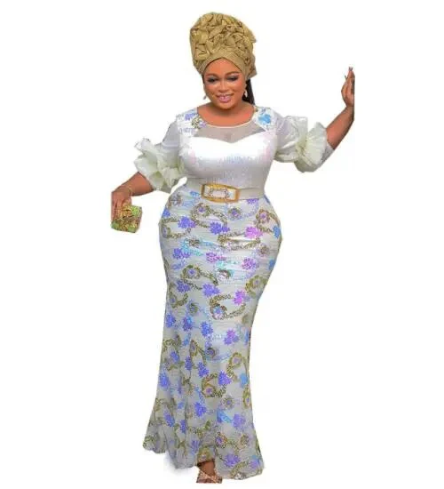 2023 Spring New Arrival Fashion Style African Women Polyester Sequined Long Maxi Dress Dashiki African Dresses for Women 3XL - Image 2
