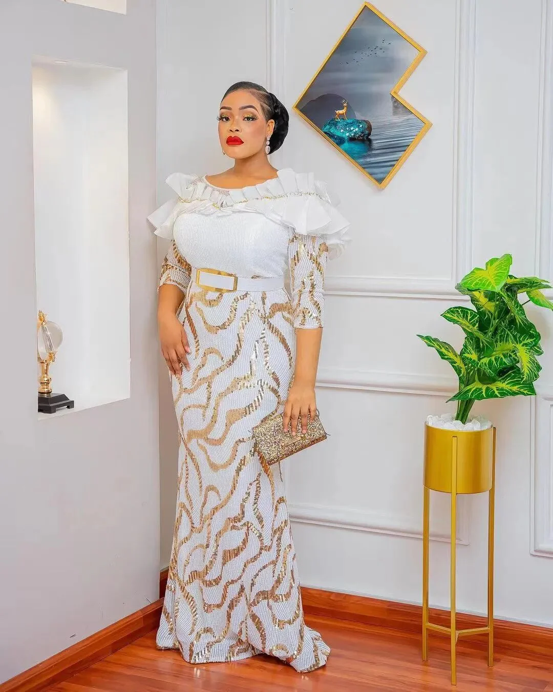 2023 Spring New Arrival Fashion Style African Women Polyester Sequined Long Maxi Dress Dashiki African Dresses for Women 3XL - Image 24
