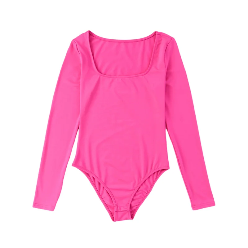 2023 Spring New Rose Long Sleeve Square-Neck Tights Women Autumn and Winter Warm Warm Tight Jumpsuit Women - Image 7