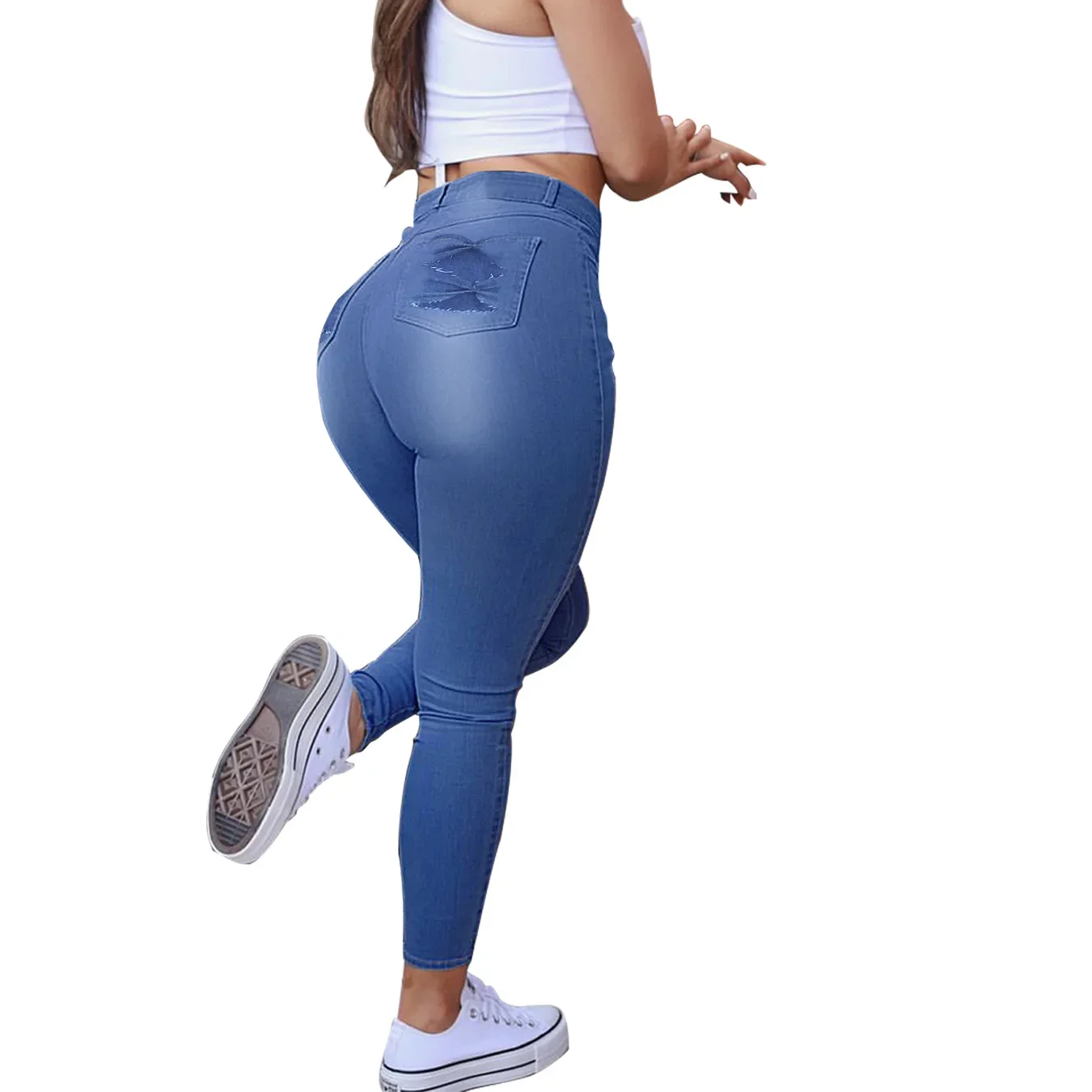 2023 Spring New Women's Mid-Waist Slim Jeans Fashion Skinny Stretch Denim Pencil Pants Street Casual Female Clothing S-2XL - Image 6