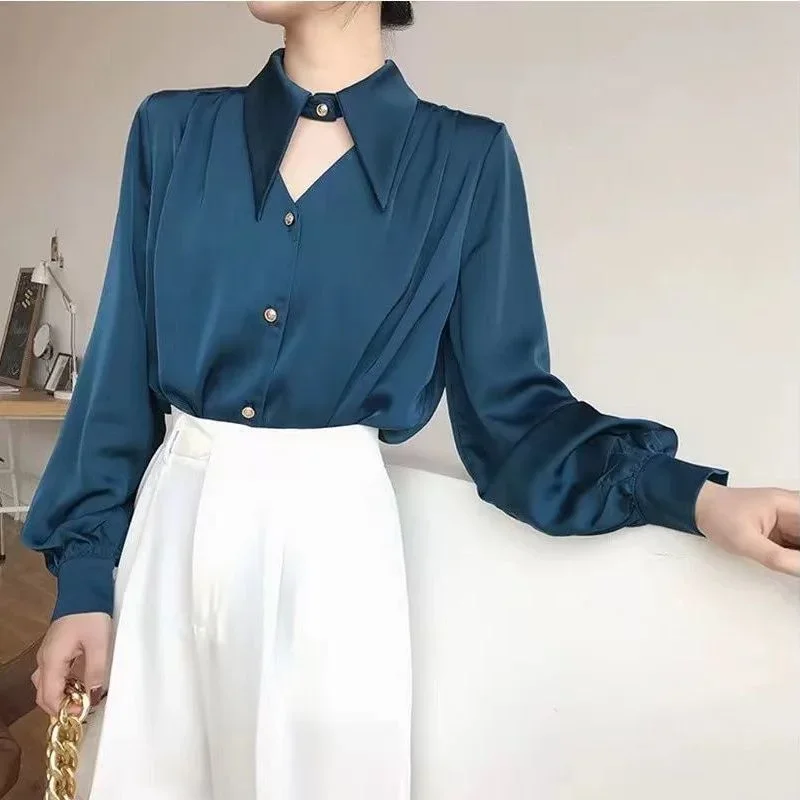 2023 Spring shirt Elegant OL Chic Turn-down Collar Long Sleeve tops Women's Top Blouse women shirts and blouses Female Clothing - Image 10