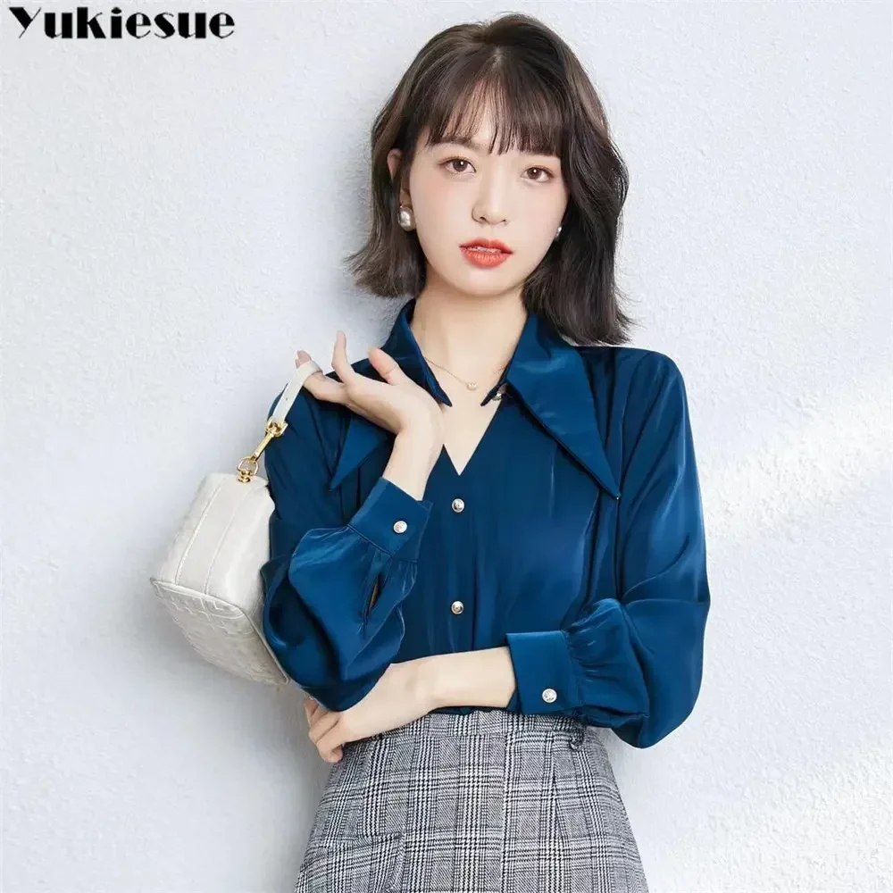 2023 Spring shirt Elegant OL Chic Turn-down Collar Long Sleeve tops Women's Top Blouse women shirts and blouses Female Clothing - Image 2