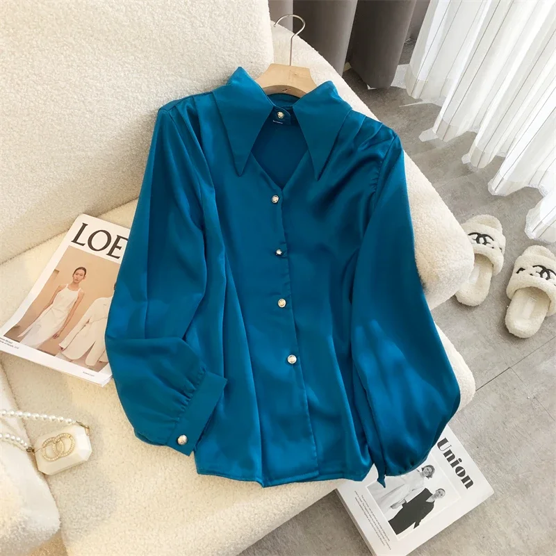 2023 Spring shirt Elegant OL Chic Turn-down Collar Long Sleeve tops Women's Top Blouse women shirts and blouses Female Clothing - Image 6