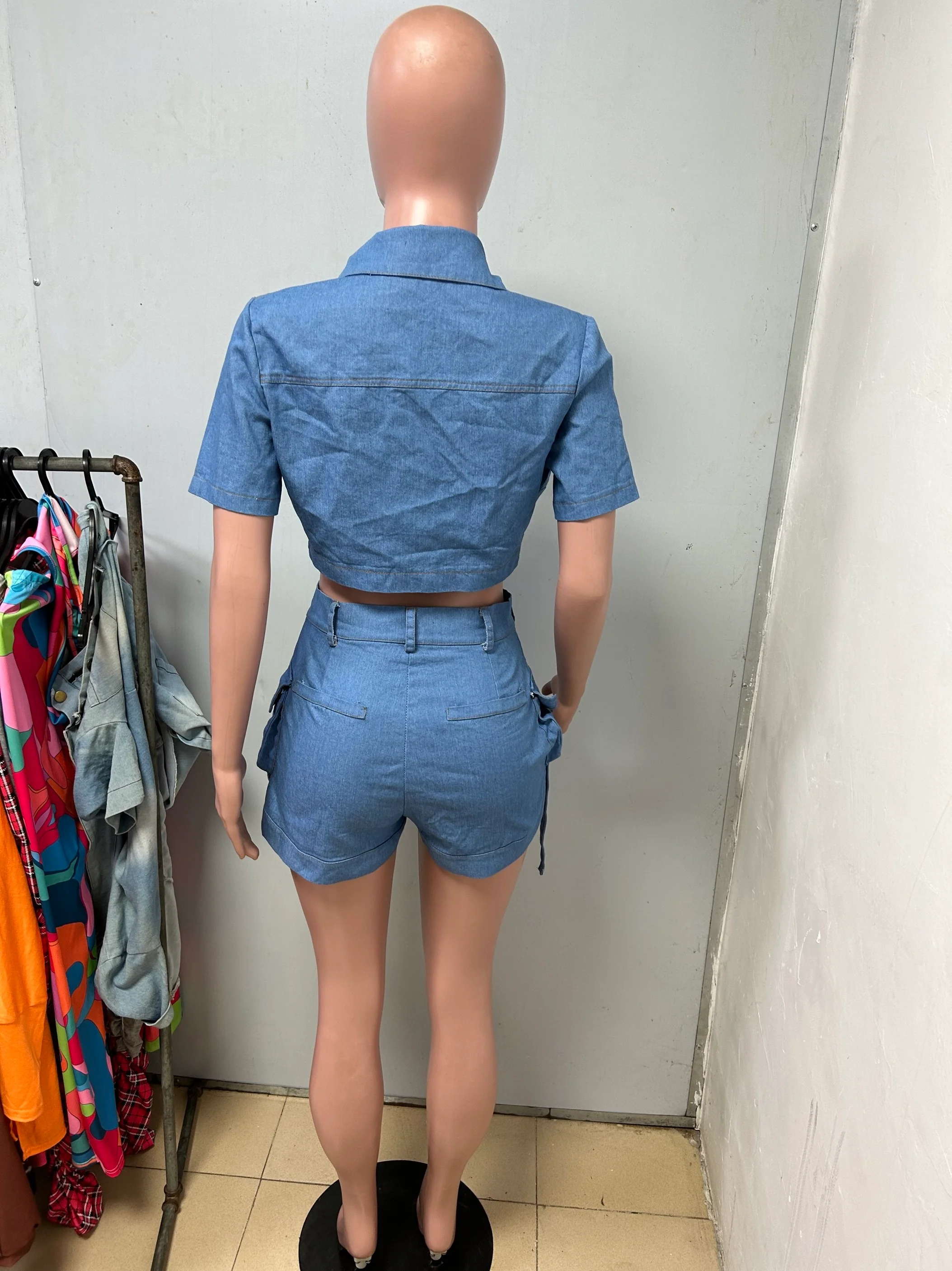 Sexy 2023 Summer Clothing 2 Piece Set Jeans Women Shorts Set Women Denim Skirts - Image 6