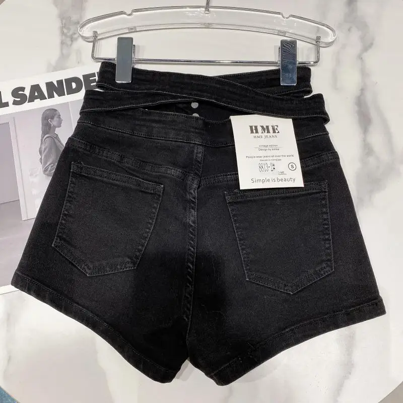 2023 Summer New Design High Waist Back Cross Wide Leg Denim Shorts Women Short Jeans Streetwear Women GB426 - Image 6