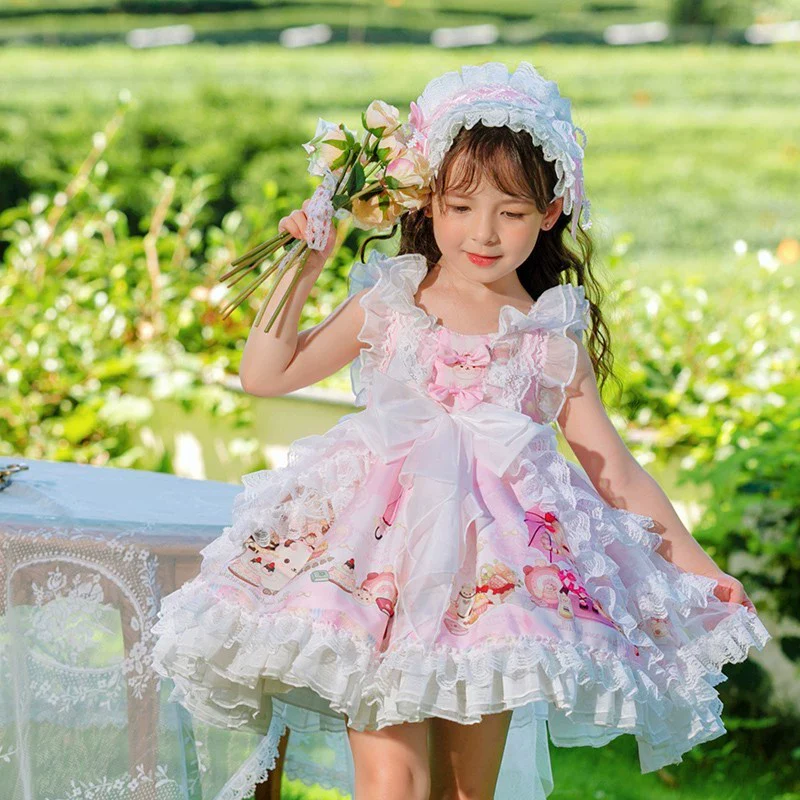 2023 Summer New Super Fashionable Girls' Lolita Princess Dress Cartoon Sweet Pettiskirt Dress - Image 3