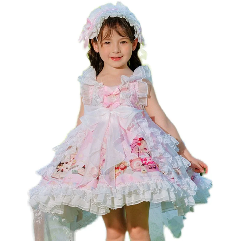 2023 Summer New Super Fashionable Girls' Lolita Princess Dress Cartoon Sweet Pettiskirt Dress - Image 5