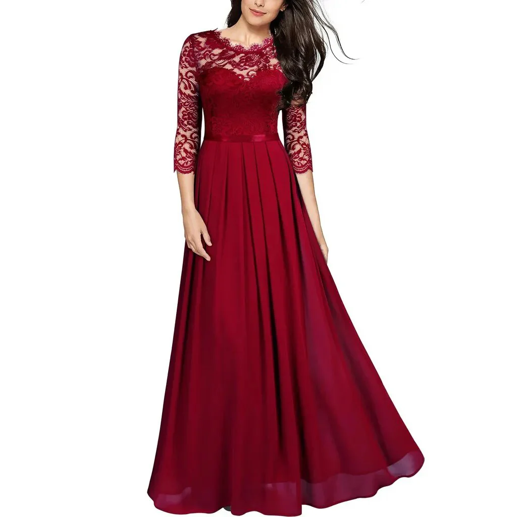 2023 Summer Plus Size 3XL Lace Evening Dress Long Luxury Elegant Sexy Robe Mixi Dress Wedding Party Night Dresses Solid Vestidos - Image 10