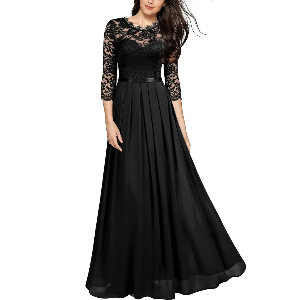 2023 Summer Plus Size 3XL Lace Evening Dress Long Luxury Elegant Sexy Robe Mixi Dress Wedding Party Night Dresses Solid Vestidos - Image 7
