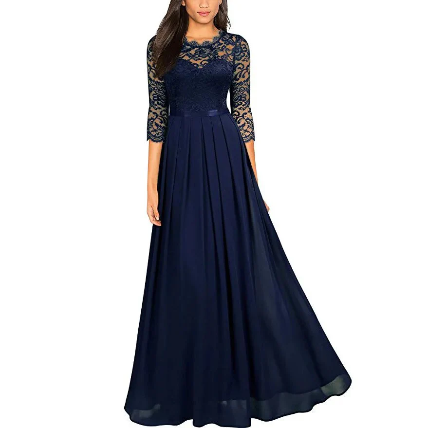 2023 Summer Plus Size 3XL Lace Evening Dress Long Luxury Elegant Sexy Robe Mixi Dress Wedding Party Night Dresses Solid Vestidos - Image 8