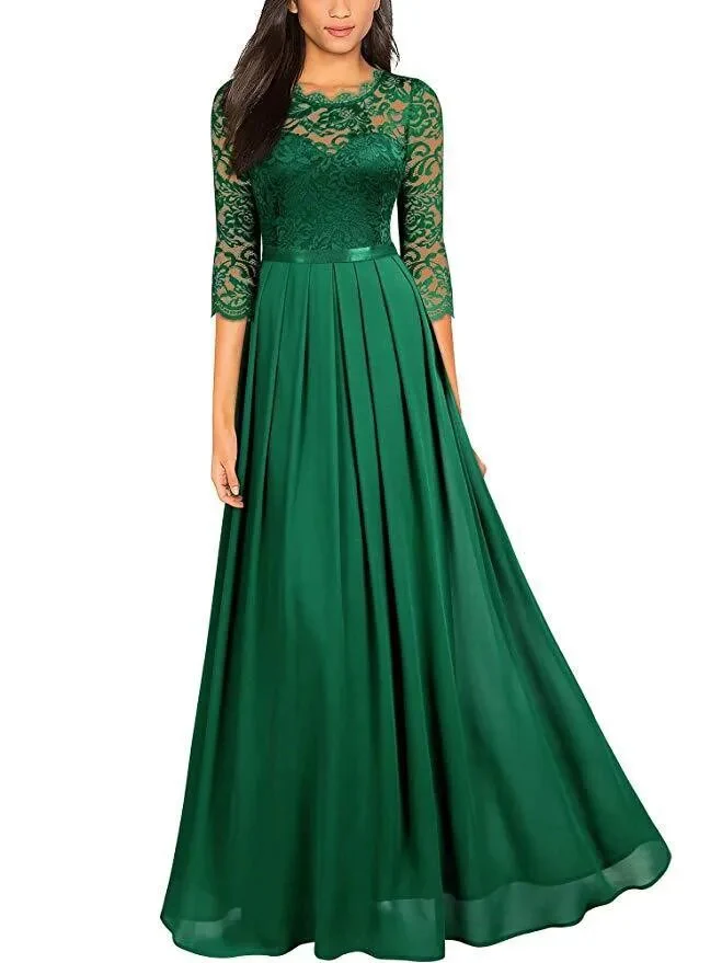 2023 Summer Plus Size 3XL Lace Evening Dress Long Luxury Elegant Sexy Robe Mixi Dress Wedding Party Night Dresses Solid Vestidos - Image 9