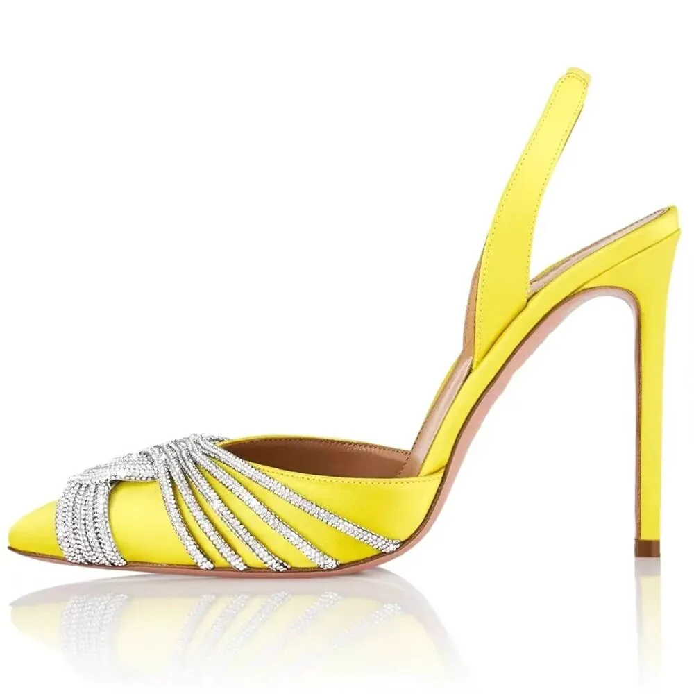2023 Summer Pointed Toe Singbacks Women Sandals Fashion Shallow Crystal Gladiator Shoes Ladies Elegant Thin Heel Sandalias - Image 5