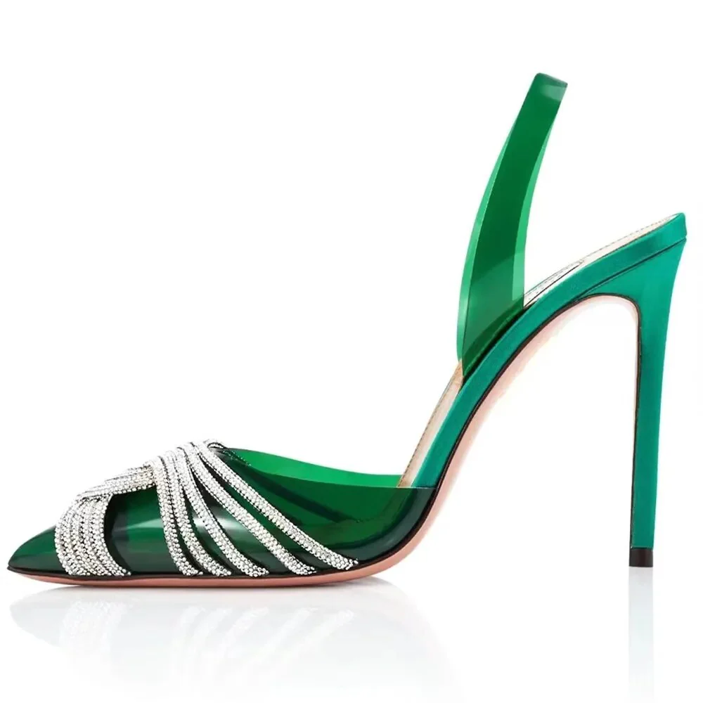 2023 Summer Pointed Toe Singbacks Women Sandals Fashion Shallow Crystal Gladiator Shoes Ladies Elegant Thin Heel Sandalias - Image 7