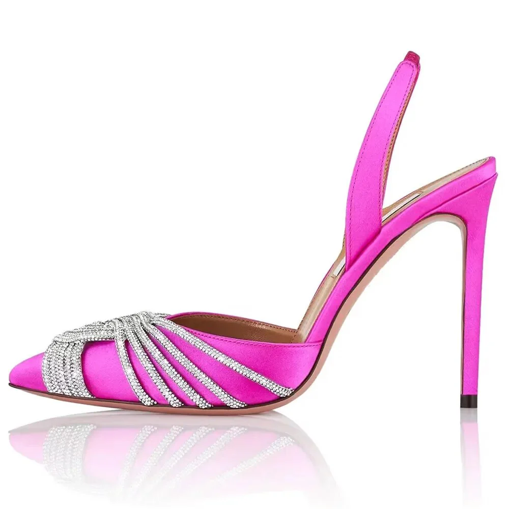 2023 Summer Pointed Toe Singbacks Women Sandals Fashion Shallow Crystal Gladiator Shoes Ladies Elegant Thin Heel Sandalias - Image 8