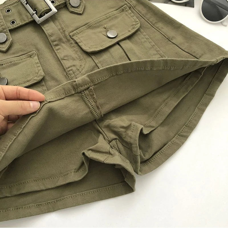2023 Summer Safari Style Women Denim Pantskirt High-waist Short Slim A-line Jean Skirts Lady Anti-expose Lining Wide-leg Shorts - Image 5