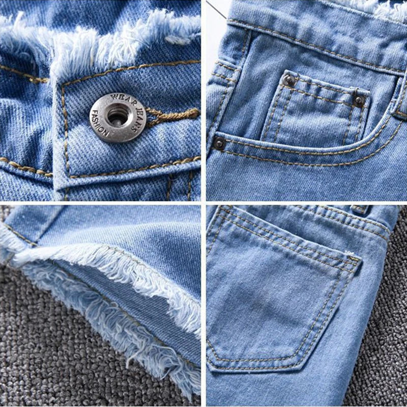 2023 Summer Woman High Haist Jeans Shorts Fashion Rough-edges Denim Short Pants Schoolgirl Casual Pants Blue Black White Jeans - Image 6