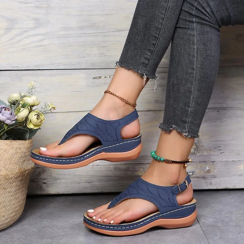2023 Summer Women Strap Sandals Women's Flat Open Toe Bottom Sandals Rome Wedge Shoes Summer Fashion Sexy Ladies Shoes - Image 5