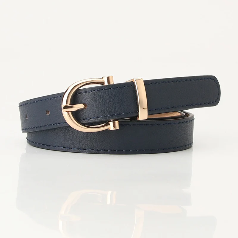 2023 Women Belts New PU Leather Simple Metal Buckle Belt - Image 13