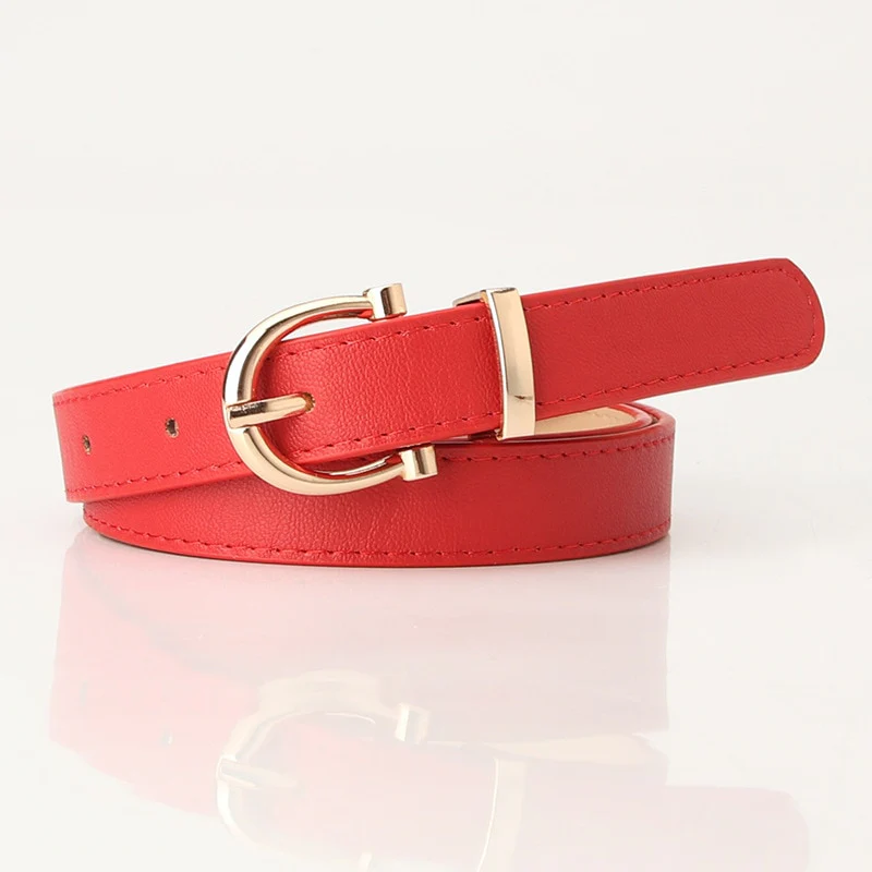 2023 Women Belts New PU Leather Simple Metal Buckle Belt - Image 14