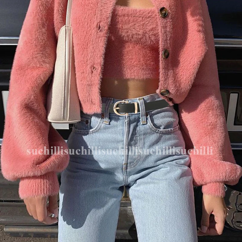 2023 Women Belts New PU Leather Simple Metal Buckle Belt - Image 16