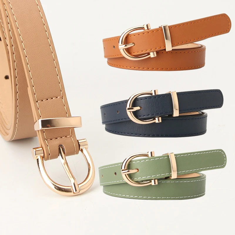 2023 Women Belts New PU Leather Simple Metal Buckle Belt - Image 18