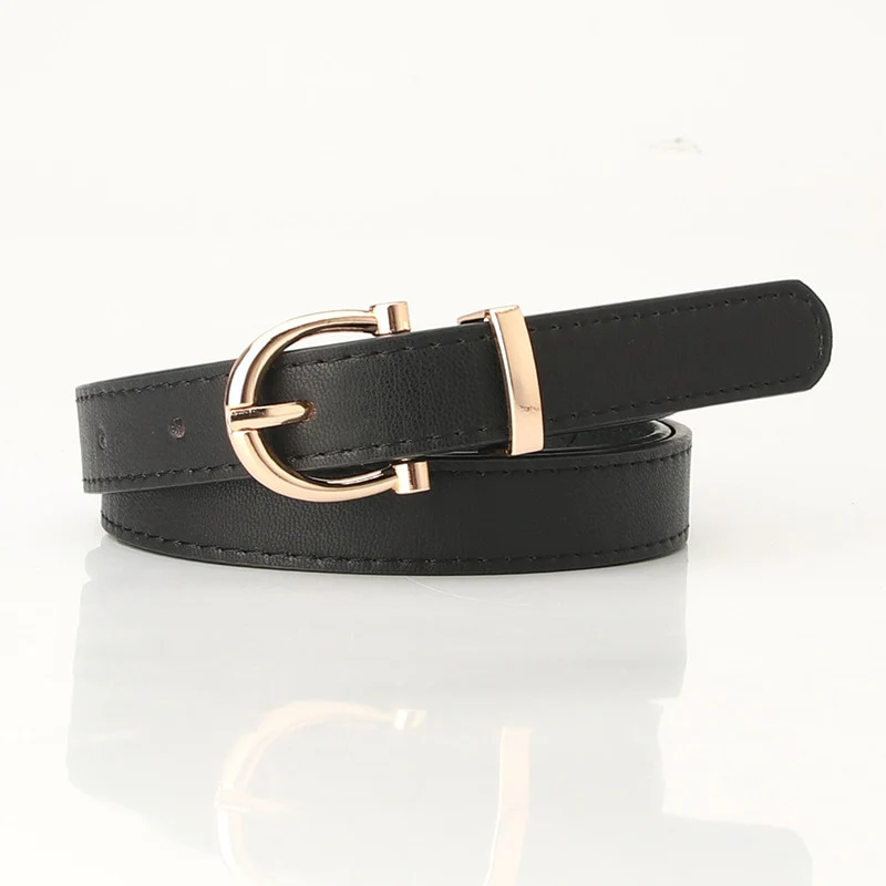 2023 Women Belts New PU Leather Simple Metal Buckle Belt - Image 3