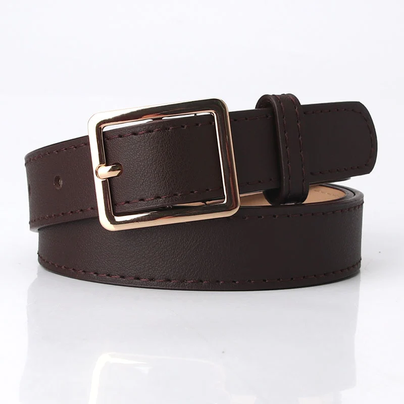 2023 Women Belts New PU Leather Simple Metal Buckle Belt - Image 4
