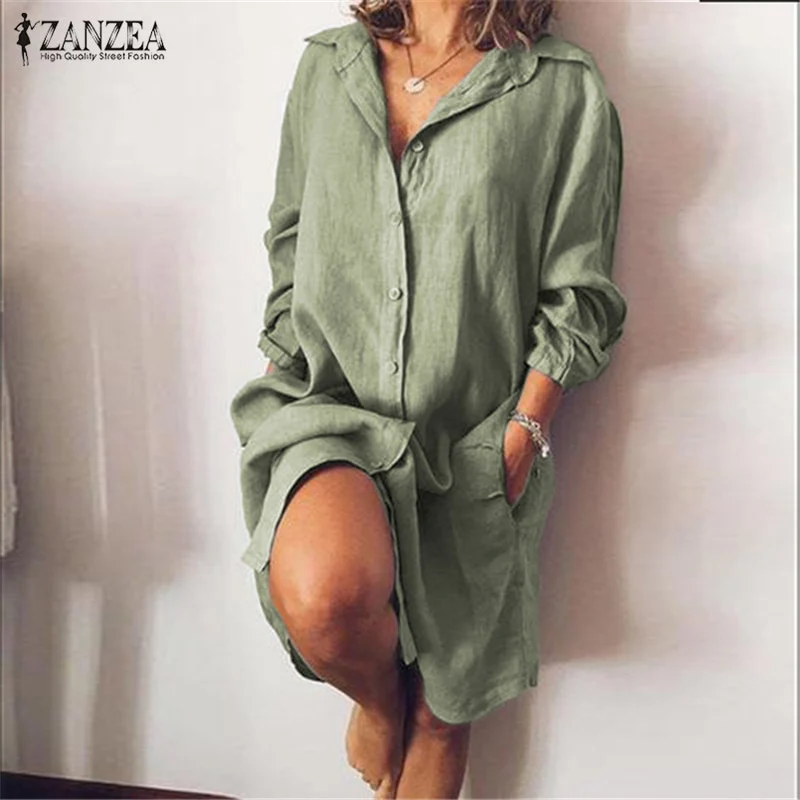 2023 ZANZEA Women's Blouse Casual Shirt Vestidos Fashion Button Long Sleeve Shirts Female Lapel Work Blusa  Tunic S- - Image 8