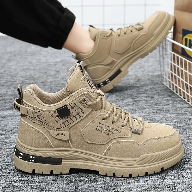 2024 Autumn High-top Work Boots Trend Men's All-match Non-slip Platform Boots Outdoor Comfortable Hiking Shoes Botas Masculino - Image 5
