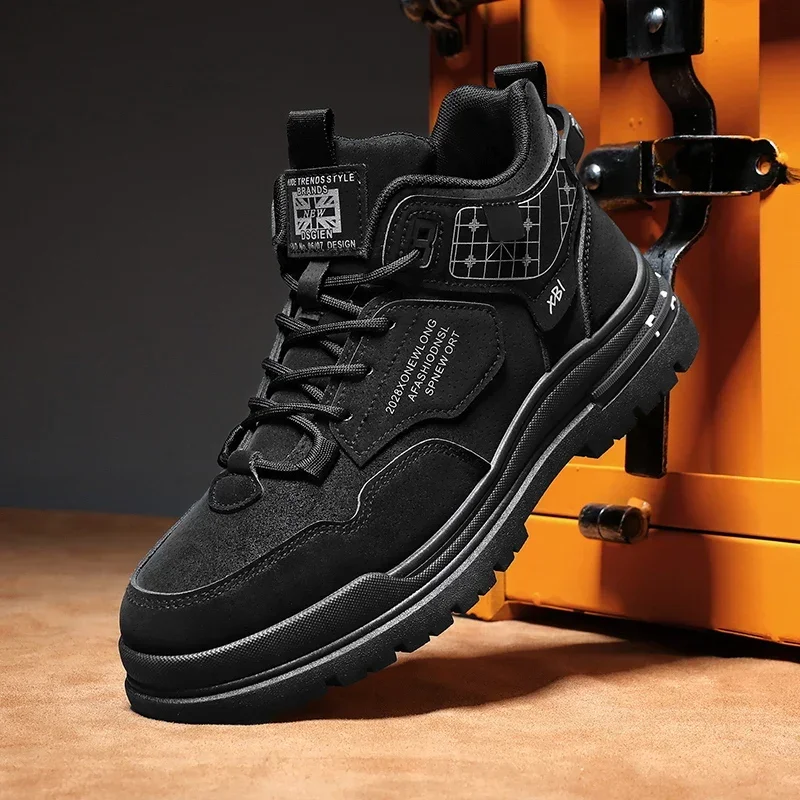 2024 Autumn High-top Work Boots Trend Men's All-match Non-slip Platform Boots Outdoor Comfortable Hiking Shoes Botas Masculino - Image 8