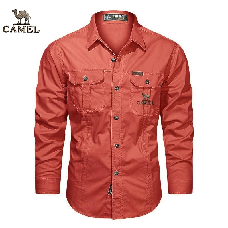 2024 Camel Authentic Emblem Spring and Autumn Season New Shirts for Men's Long sleeved Pure Cotton Casual Solid Color Shirts for - Image 2