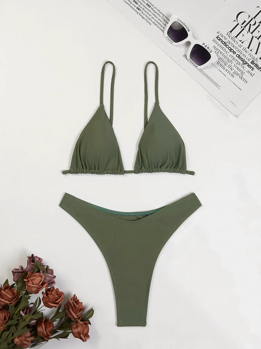 2024 Cross-Border Separates Swimsuit Women's Pure Color Sexy Bikini New Arrival Fashion Export Swimsuit Bikini - Image 6