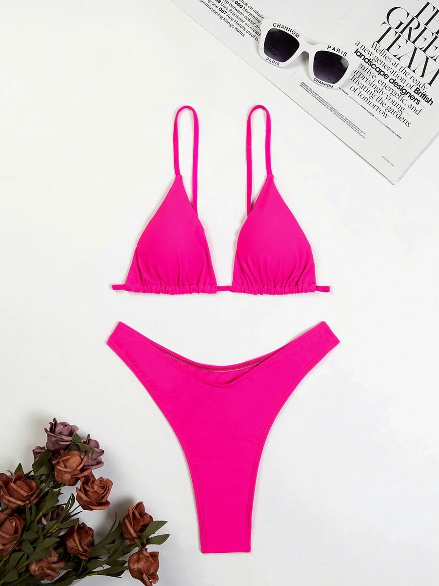 2024 Cross-Border Separates Swimsuit Women's Pure Color Sexy Bikini New Arrival Fashion Export Swimsuit Bikini - Image 8